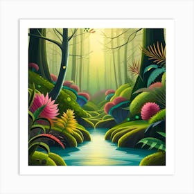 Illustration Of A Forest Art Print