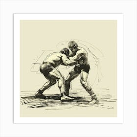 Two Wrestlers Fighting Art Print