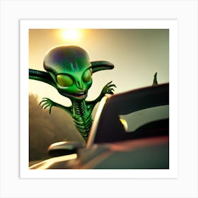 Alien In A Car Art Print