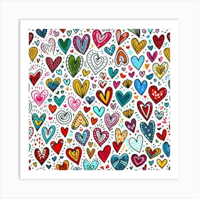 Seamless Pattern Of Hearts Art Print