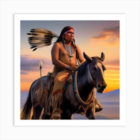 Native American Man On Horseback 3 Art Print