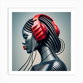 Woman With Headphones 58 Art Print