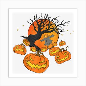 Spooky Pumpkin Halloween Scene Art Print