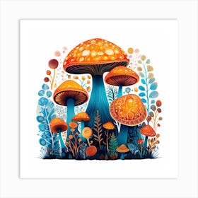 Mushrooms In The Forest 75 Art Print