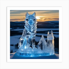 Ice Sculpture Of A Wolf Art Print