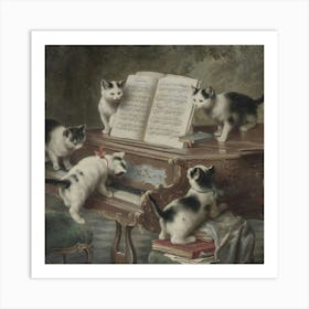 Kittens At The Piano Art Print