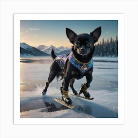 Chihuahua On Skis Art Print