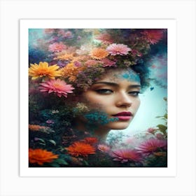 Flowers In The Hair Art Print