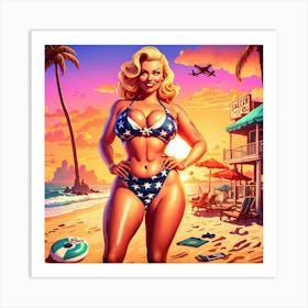 Sexy Woman On The Beach Art Print