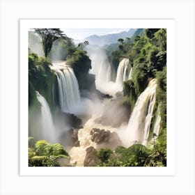 Waterfalls In The Jungle Art Print