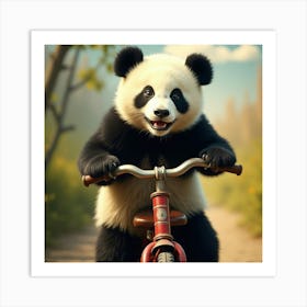 Flux Dev A Young Adorable Giant Panda With Shiny Black Fur And 3 Art Print