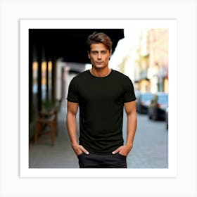 Mock Up Cotton Casual Wearable Printed Graphic Plain Fitted Loose Crewneck V Neck Sleeve (20) Art Print