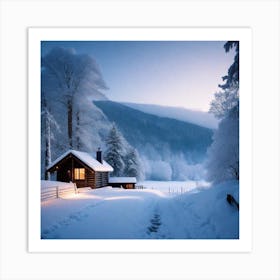 Cabin In The Snow 1 Art Print