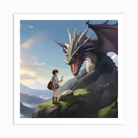 Dragon And Girl 2 Art Print