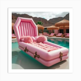 Pink Pool Lounger 1 Art Print
