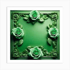 Green Roses Frame 16 Art Print