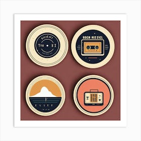 4 Badges Lo Fi Music With Minimalist Design (1) Art Print