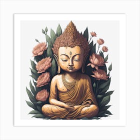 Floral Buddha (4) Art Print