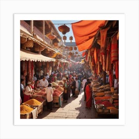 Dreamshaper V7 A Bustling Market Square Where Stalls Overflow 0 Art Print