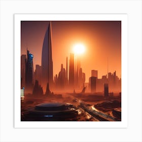 Sunrise Over New Mars City Art Print