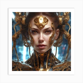 Futuristic Golden Queen Art Print