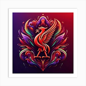 A Logo Of Liverpool Football Club In Beautiful Abstract Colors Art Print