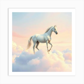 White Horse On Clouds 2 Art Print