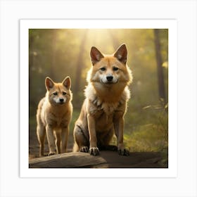 Two Kangaroos In The Forest Art Print