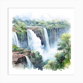 Watercolor Waterfalls 2 Art Print