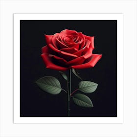 Red Rose On Black Background Art Print