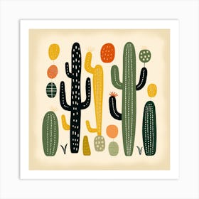 Rizwanakhan Simple Abstract Cactus Non Uniform Shapes Petrol 84 Art Print