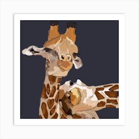 Lean on me Giraffes Art Print