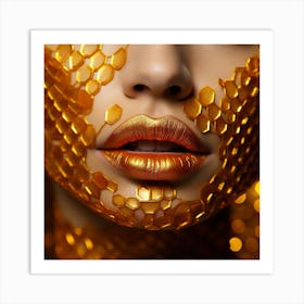 Golden Honey Bee Face Art Print