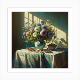 Table With Flowers Art Print