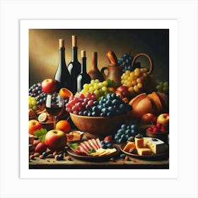 Fruit And Wine Art Print