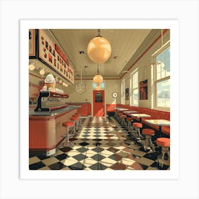 Retro Diner Interior Art Print