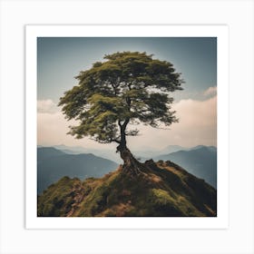 Lone Tree On Top Of Mountain 12 Art Print