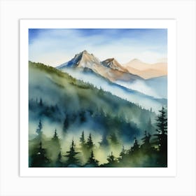 Watercolor Of Mountains 1 Art Print