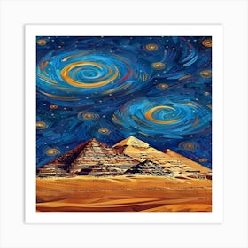 Starry Night Over Pyramids Van Gogh Art Print