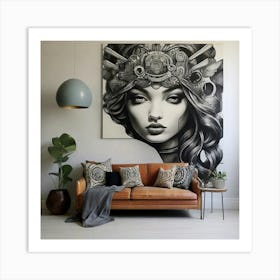 Woman With A Headdress Art Print