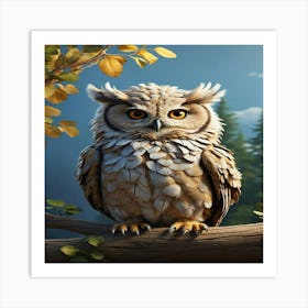 Owl In The Forest Art Print