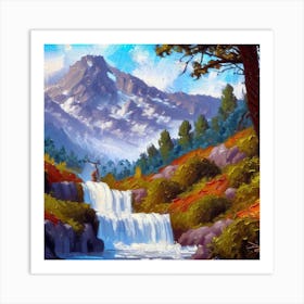 Waterfall in the mountains with stunning nature 4 Art Print
