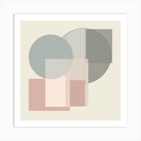 Pastel Harmony: Abstract Geometric Minimalism Art Print