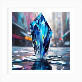 Blue Crystal In A City Art Print
