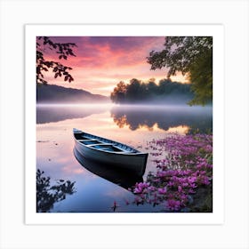 Canoe On The Lake Art Print