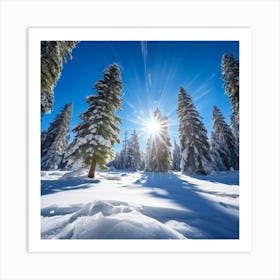 Crystal Clear Ice Clings To The Pine Trees Under A Vibrant Radiant Sun In A Wintry Wonderland Ext (2) 2 Art Print