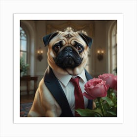 Pug In A Suit Art Print