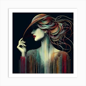 Abstract Woman With A Hat Art Print