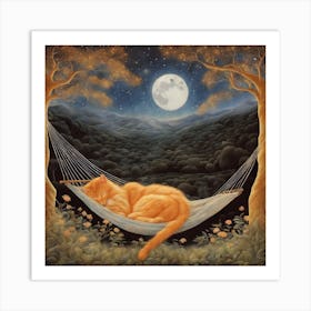 Orange Cat In Hammock Art Print