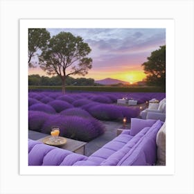 Lavender Field At Sunset Art Print